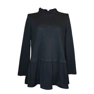 Beach Lunch Lounge Black Shaina Knit Top Ruffle Casual Chic Sweater Sz M